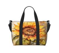 (Sunflower Pattern) Waterproof Lightweight Hand Travel Bag - Large Carry-On for 3-5 Day Trips | Air Travel, Sports, Weekend Use | Men & Women (1-Pack)