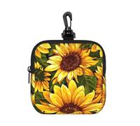 Sunflower Patterns, Square Zipper Storage Bag, Neoprene Coin Purse, Small Wallets, Change Pouch, Change Purse