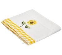 (136" x 10" Pelmet Only) Sunflower Pencil Pleat Headed Kitchen Curtains and Tiebacks, Yellow/White