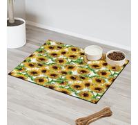 Sunflower Pet Feeding Mat for Cat Dog Water Bowl Food Mats Beautiful Sunflower Flowers Pet Feeding Mats Absorbent Nti-Slip Contain Spills Protects Floors Placemat 40.6 x 60.9 cm
