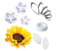 Sunflower Petals Fondant Mould Sets 12pcs Cookie Cutters+Silicone Moulds for Cupcake Toppers Edible Sugar Craft Cake Decorating Gumpaste Clay Chocolate Candy