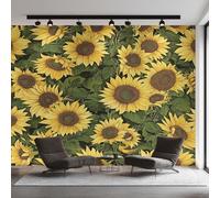 Sunflower Photo Wallpaper, Farmhouse Plant Floral Wallpaper Mural, 500x350cm Wall Paper for Bedroom Living Room, Non-Woven Wall Mural Room Decor EL&D66