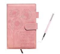 Sunflower Pink Leather Journal - Modern Writing Notebook with Closure and Pen Holder Secret Diary 200 Pages A5 Notebook Gift for Employee School Office Back to School Party Graduation Birthday Gift