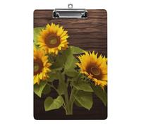 Sunflower Plant Clipboard, A4 Acrylic Clipboard with Hanging Hole, Ultra-Light Clip Board - Holds 100 Sheets, Shatterproof Document Holder for Office, 12.5" X 8.5"