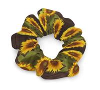Sunflower Plant Hair Scrunchies for Women No Damage, Soft Elastic Hair Ties with Fashionable Printed Patterns, Satin Scrunchy Hairbands for Ponytail, Bun, Workout & Sleep