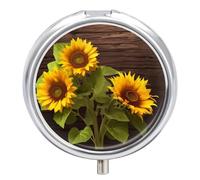 Sunflower Plant Pill Box Mini Pill Case Pocket Pill Case for Men Travel Pill Box Cute Pill Organizer 3 Compartment Medicine Pill Organizer Pill Container Pill Holder