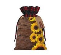 Sunflower Plant Print Christmas Drawstring Gift Bags Large Xmas Present Storage Bag
