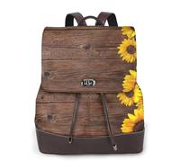 Sunflower Plant Print Women Fashion Backpack Ladies Pu Leather Backpacks Handbag Waterproof Rucksack Travel Backpack with Flap