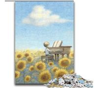 Sunflower Playing The Piano Jigsaw Puzzles for Teenagers 2000 Pieces, Help The Brain Exercise Addictive Toys to Cultivate Patience Unique Challenge Game (70x100cm)