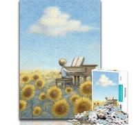 Sunflower Playing The Piano JigsawPuzzle 1000 Pieces for Adults,Challenging To Complete But Fun And Humorous with Matching Poster And Trivia Sheet 75x50cm