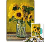 Sunflower Potted Plant 1000 Piece Jigsaw Puzzles for Adults & Teens,Brain Intelligence Challenge Addictive Toys for Home Decoration 38x26cm