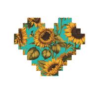 Sunflower Print 3D Jigsaw Art Brick Puzzle Heart-Shaped Desk Decor Building Blocks 30 pieces DIY Gift