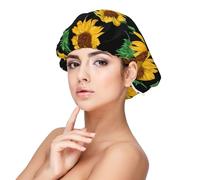 Sunflower Print,Adjustable Silk Hair Wrap Adult's Satin Sleeping Cap Hair Women's Elastic Sleep Bonnet