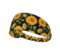Sunflower Print Black,Sports Sweatband for Unisex Multi Headband Elastic Exercise Hairband