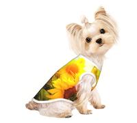 Sunflower print Dog Shirts for Small Dogs Stretchy T-Shirts Lightweight Tank Top Sleeveless Striped Vest