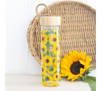 Sunflower Print Glass Water Bottle