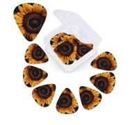 Sunflower Print Guitar Picks 12 Pack with Guitar Organizer Storage Box Guitar Accessories Ukulele for Acoustic Guitar Bass Valentine's Day Gift