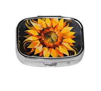 Sunflower Print Pill Box, Compact Pill Organizer with Full-Print Design for Travel and Daily Use