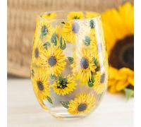 Sunflower Print Stemless Glass