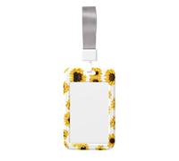 Sunflower Printed Card Badge Holder with Neck Strap, Vertical Cards Holder Anti-Scratch and Easy-Scan, for Office, School