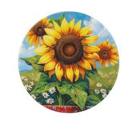 Sunflower Printed Gaming Mouse Pad 2 PCS, Round Non-Slip Rubber Base Laptop Mousepad Desk Mat for Gamer, Office, Home