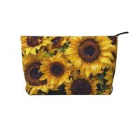 Sunflower Printed Makeup Bag Corduroy Travel Cosmetic Bags Cosmetic Case Toiletry Bag Organizer for Women Mom Girls