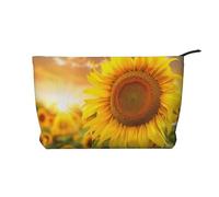 Sunflower Printed Makeup Bag Corduroy Travel Cosmetic Bags Cosmetic Case Toiletry Bag Organizer for Women Mom Girls
