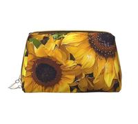 Sunflower Printed Makeup Bag for Women Portable Leather Make up Bag Travel Zipper Cosmetic Bags Organizer
