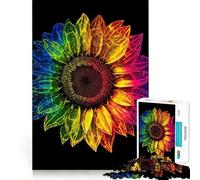 Sunflower Psychedelic 1000 Piece Jigsaw Puzzles for Adults Teenagers Memory Gain Relaxed Mind Design Assembly 38x26cm