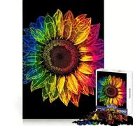 Sunflower Psychedelic 1000 Piece Jigsaw Puzzles for Adults Teenagers Memory Gain Relaxed Mind Design Assembly 38x26cm