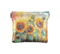 Sunflower PU Leather Coin Purse Squeeze Change Pouch Holder with Snap Clip Mini Wallet Bag for Coins Cards, color001, One size