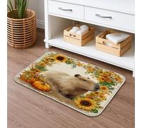 Sunflower Pumpkin Quick Dry Bath Mat, Autumn Floral Absorbent Non Slip Shower Mat, Cozy Flannel Washable Bath Rugs for Bathroom Toilet Restroom Decorative 16x24 Inch