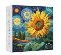 Sunflower Puzzles for Adults 1000 Pieces, PICKFORU Nature Flower Puzzle Starry Night, Impossible Hard Plant Floral Art Theme, Challenging for Adults