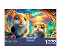 Sunflower Rain Thousand Piece Two Hamsters Vibrant Garden Artcardboard Jigsaw Puzzle Stress Relief Thick Pieces No Burrs Mindfulness Relaxing Entertainment 38x26cm/1000pcs