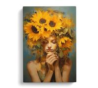 Sunflower Realism Art Canvas Print | Gallery Wrapped 30mm Frame Wall Art | 30x20 inches | Ready to Hang | Contemporary Floral Picture | Living Room Bedroom Lounge Office