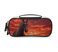 Sunflower Red Horse Pencil Case Portable Makeup Bag Organizer Pencil Pouch Cosmetic Bags for Women