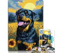 Sunflower Rottweiler 1000 Piece Jigsaw Puzzles for Teenagers,Challenging Game Gifts for Is Ideal As A Gift for The Whole Family 50x75cm