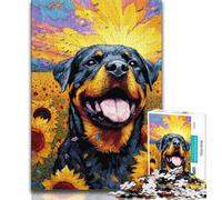 Sunflower Rottweiler Jigsaw Puzzles for Adults 1000 Pieces,Challenging Game And Family Play for Is Ideal As A Gift for The Whole Family 38x26cm