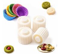 Sunflower Round Mooncake Mold 2-in-1 Double Ended Pastry Press，4 | Creative French Lace Style, 2-in-1 Cake Sided Grade Easy Release DIY Baking Tool, Detachable Abs Nesting Body