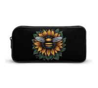 Sunflower Save The Bees Pencil Case Durable Pen Pouch Organizer Stationery Pen Bag Makeup Bag for Women Men Gifts