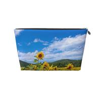 Sunflower Sea and Blue Sky White Clouds, Toiletry Pouch Makeup Bag Cosmetic Bag Portable Travel Toiletry Bag