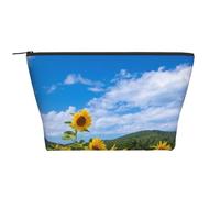 Sunflower Sea and Blue Sky White Clouds, Toiletry Pouch Makeup Bag Cosmetic Bag Portable Travel Toiletry Bag