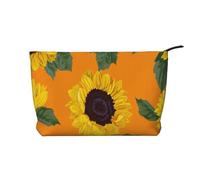 Sunflower Seamless Pattern, Cosmetic Bag Corduroy Makeup Bag Portable Travel Toiletry Bag