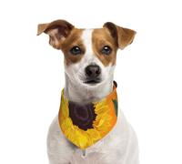 Sunflower Seamless Pattern,Dog Bandanas Cotton Pet Scarf Adjustable Bibs for Pet,M