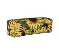 Sunflower Seamless Pattern Pencil Case Leather Simple Zipper Pencil Bag, Color 6, 21 x 5 x 5.5 cm