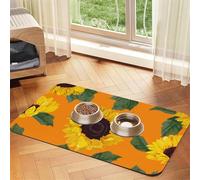 Sunflower Seamless Pattern,Waterproof Pet Feeding Mat,PU Leather Placemats for Cat Dog Water Bowl,Food Mats,30x45cm