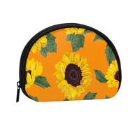 Sunflower Seamless PatternSmall Makeup Sanitary Napkin Storage Bag,Women's Cosmetic Coin Purse