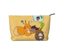 Sunflower Seed Squirrel Women's corduroy cosmetic bag, portable zipper hand-held wallet, suitable for travel and daily storage of cosmetics,