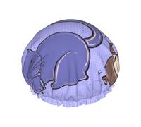 Sunflower seeds and cats Women's shower cap, waterproof, reusable, with washable elastic cord, suitable for long hair and braids, ideal for showering.