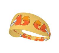 Sunflower Seeds and Foxes Patterned Sports Headband, Yoga Elastic Headband, Suitable for Running, Fitness, Cycling and Other Sports.